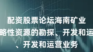 配资股票论坛海南矿业聚焦战略性资源的勘探、开发和运营业务